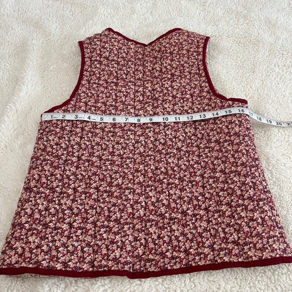 Vintage Reversible Quilted Handmade Vest Womens Boho Retro Cottagecore Red White - Picture 3 of 6